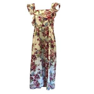 Ellison Long Floral Romantic Dress Ruffle  Sleeve